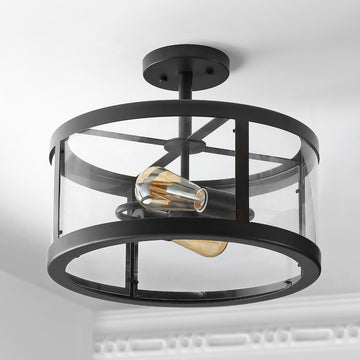 Herndon 15" Iron/Glass Modern LED Flush Mount - JONATHAN Y